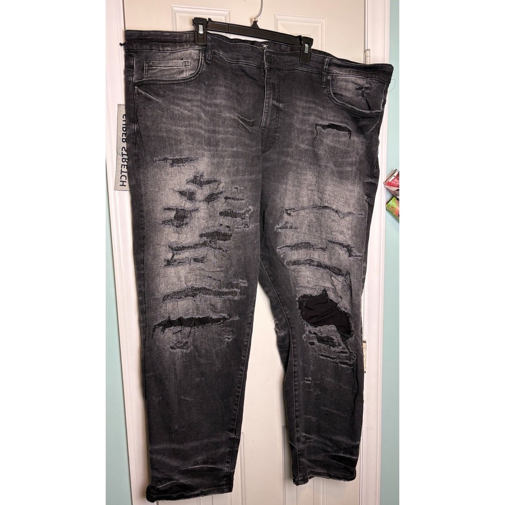 Jordan Craig Aaron Jeans Men's 50x32 Black Shadow Super Stretch Distressed New